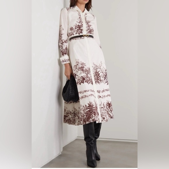 ERDEM Dresses & Skirts - NWOT Erdem Emily floral-print toile burgundy cotton-poplin shirt dress US 8
